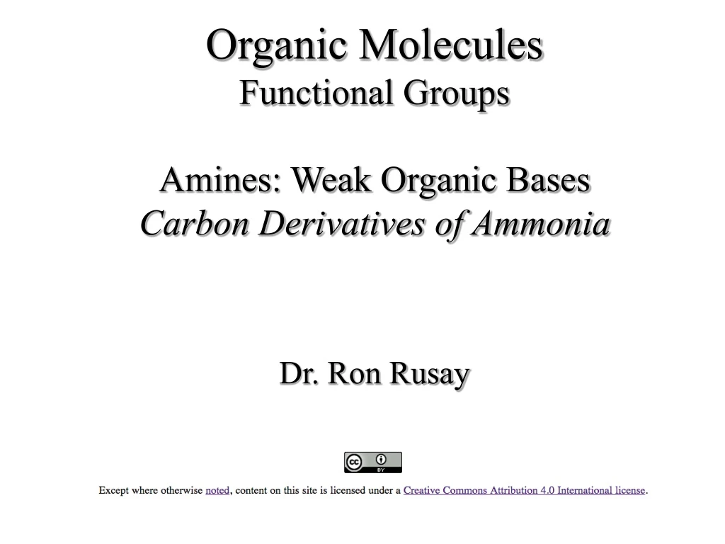 organic molecules functional groups amines weak