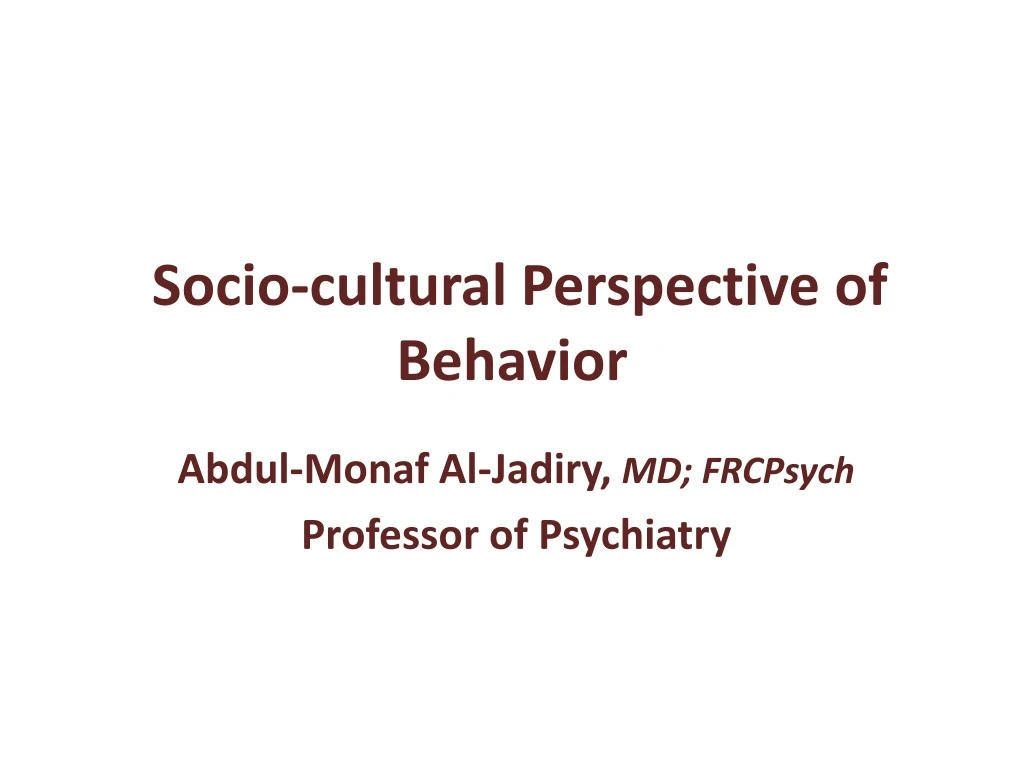 socio cultural perspective of behavior