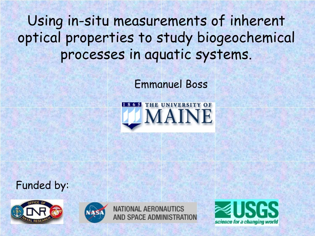 using in situ measurements of inherent optical