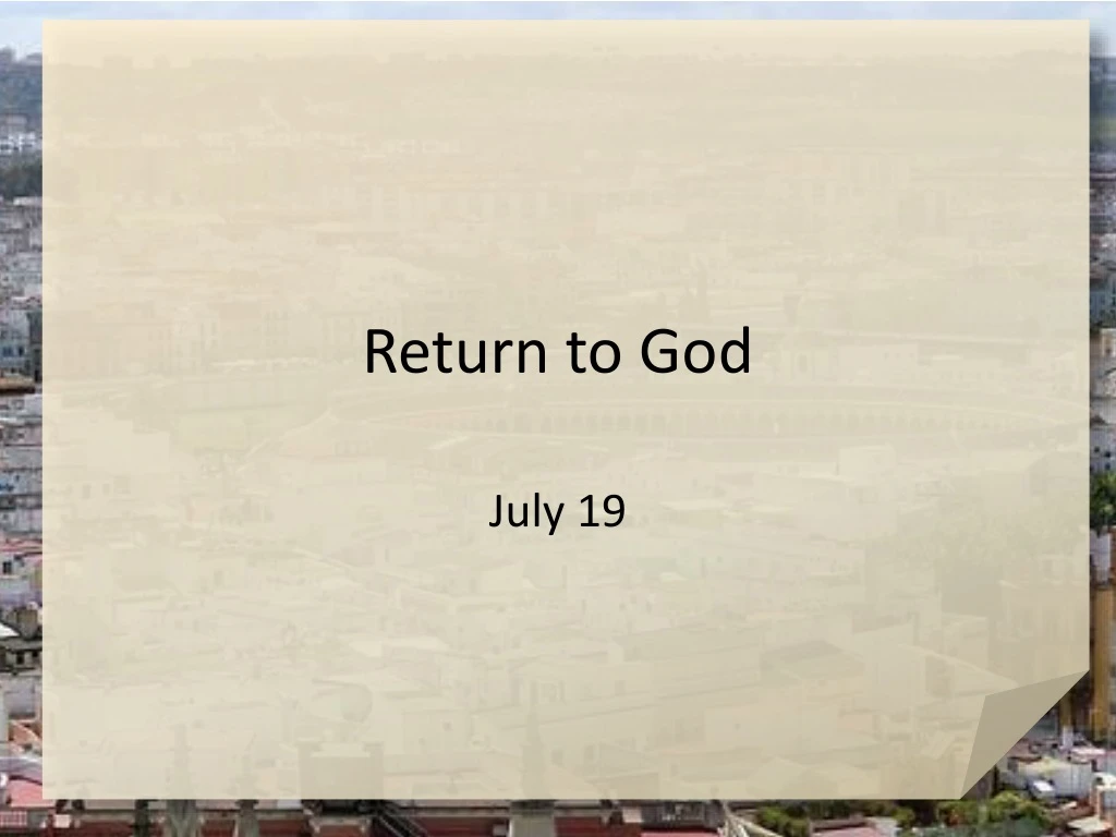 return to god