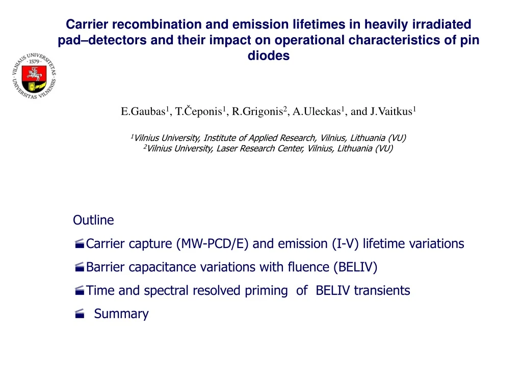 carrier recombination and emission lifetimes