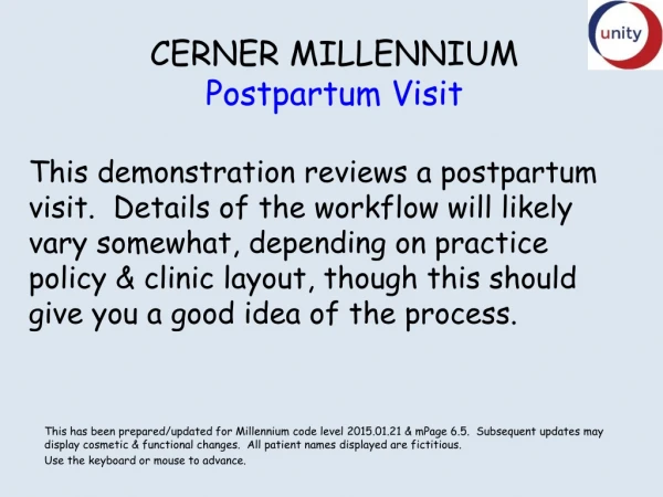 CERNER MILLENNIUM Postpartum Visit