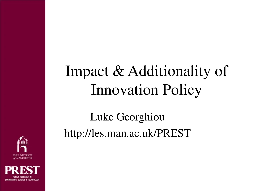 impact additionality of innovation policy