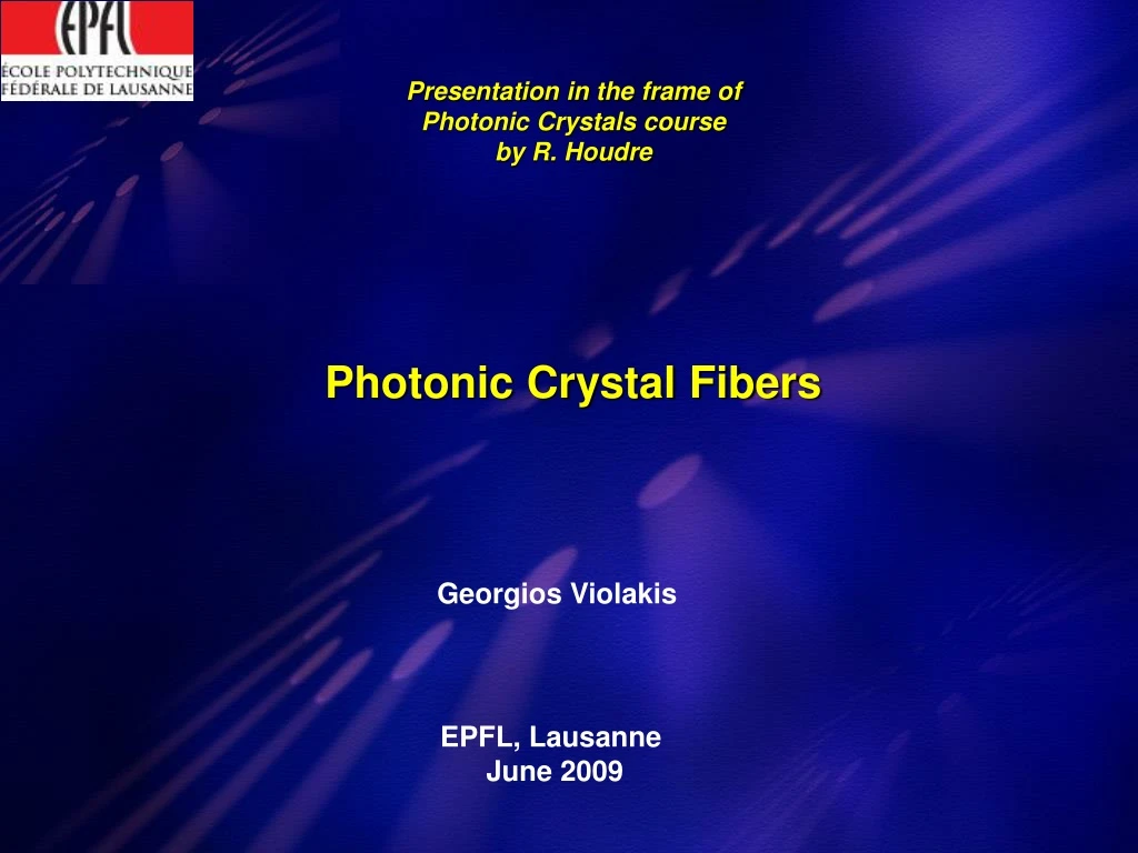 presentation in the frame of photonic crystals