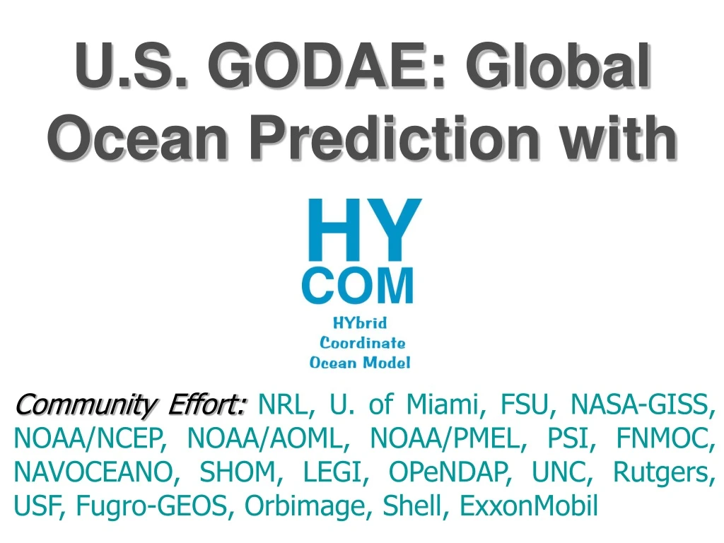 u s godae global ocean prediction with