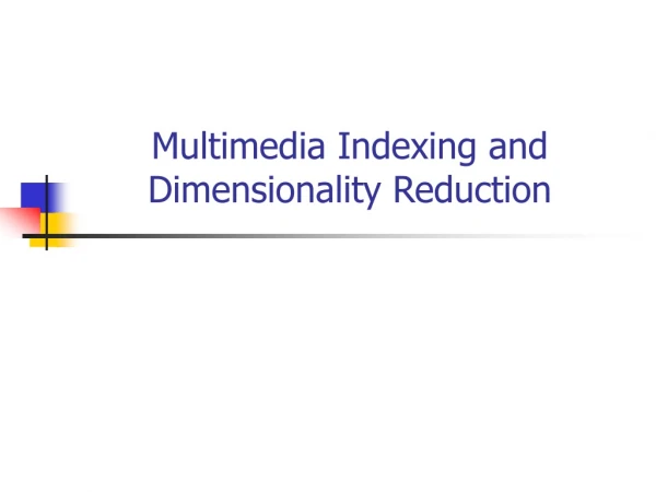 Multimedia Indexing and Dimensionality Reduction