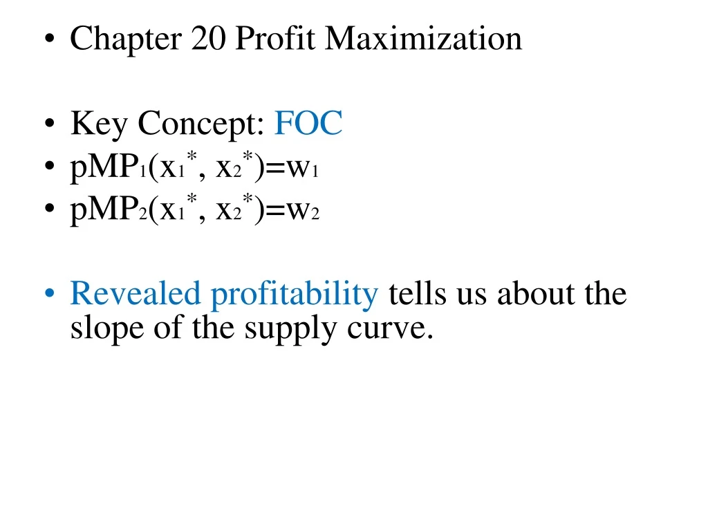 chapter 20 profit maximization key concept