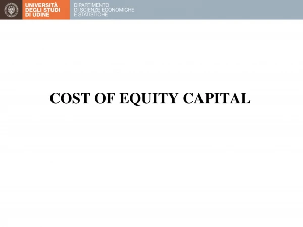 COST OF EQUITY CAPITAL