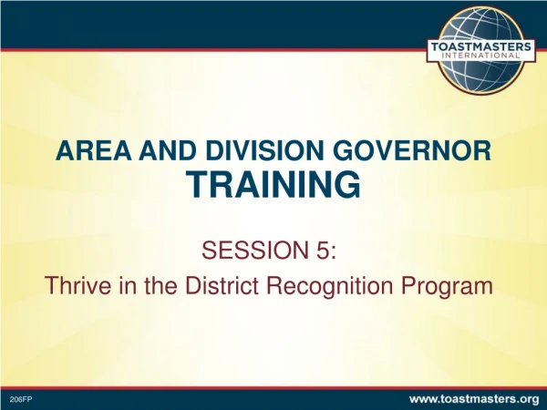 AREA AND DIVISION GOVERNOR TRAINING