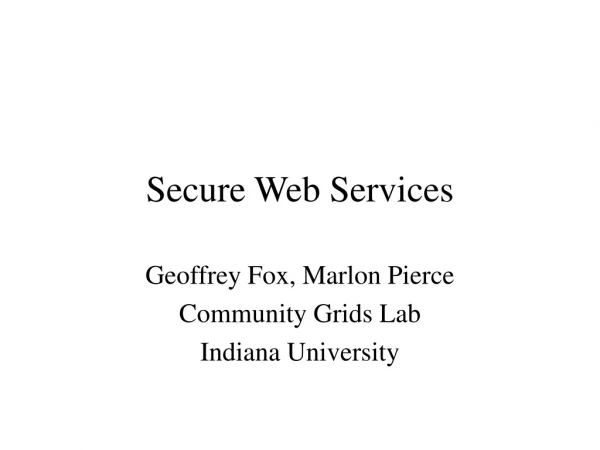 Secure Web Services