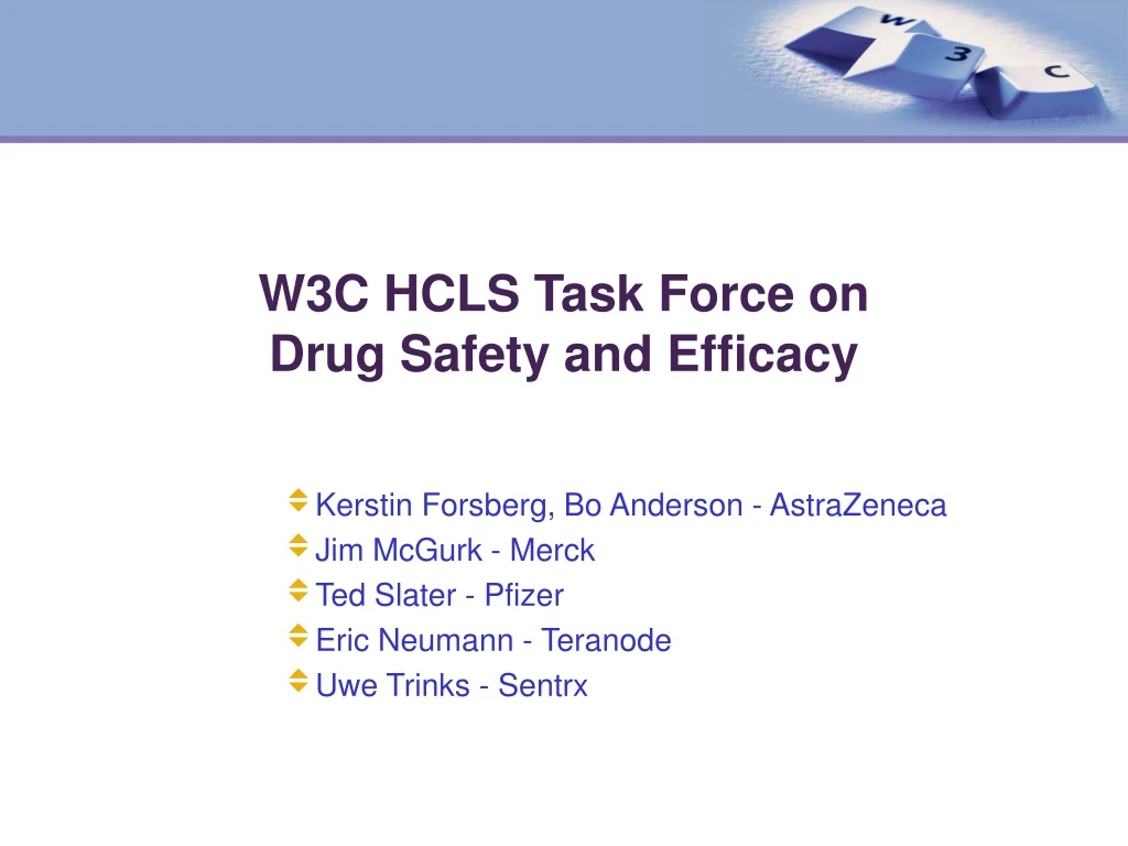 w3c hcls task force on drug safety and efficacy