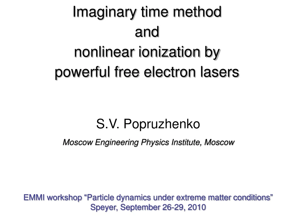 imaginary time method and nonlinear ionization
