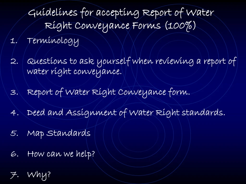 guidelines for accepting report of water right conveyance forms 100