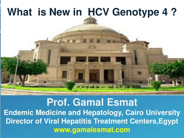 What  is New in  HCV Genotype 4 ? Prof.  Gamal Esmat