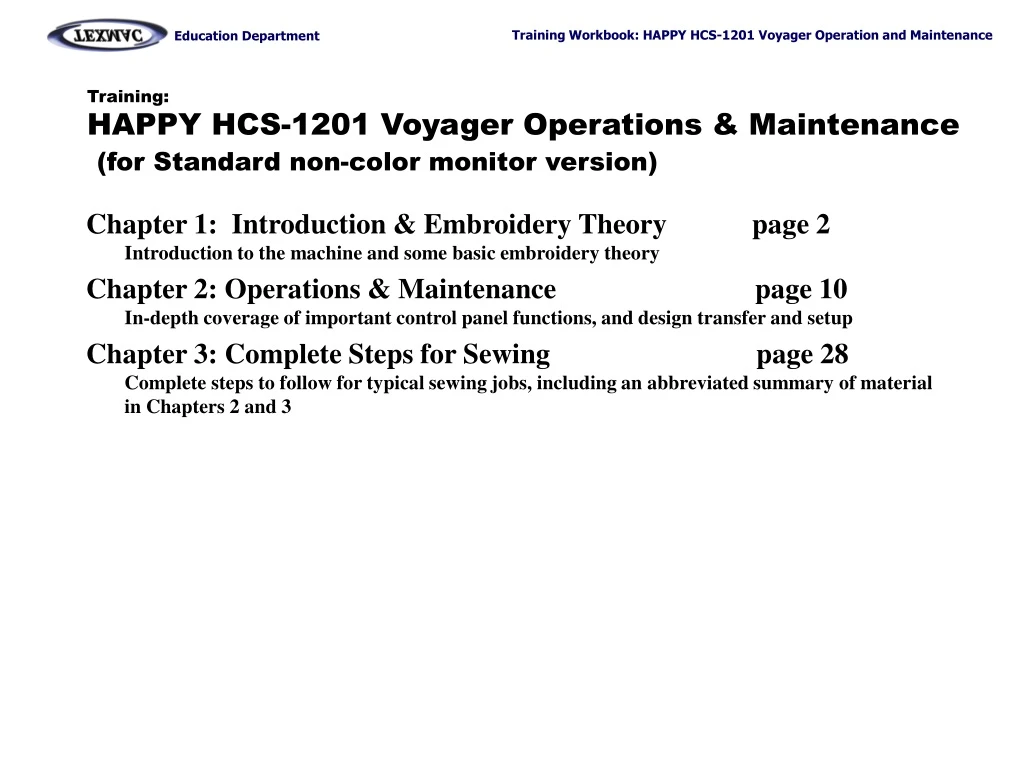 training happy hcs 1201 voyager operations maintenance for standard non color monitor version