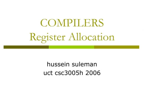 COMPILERS Register Allocation