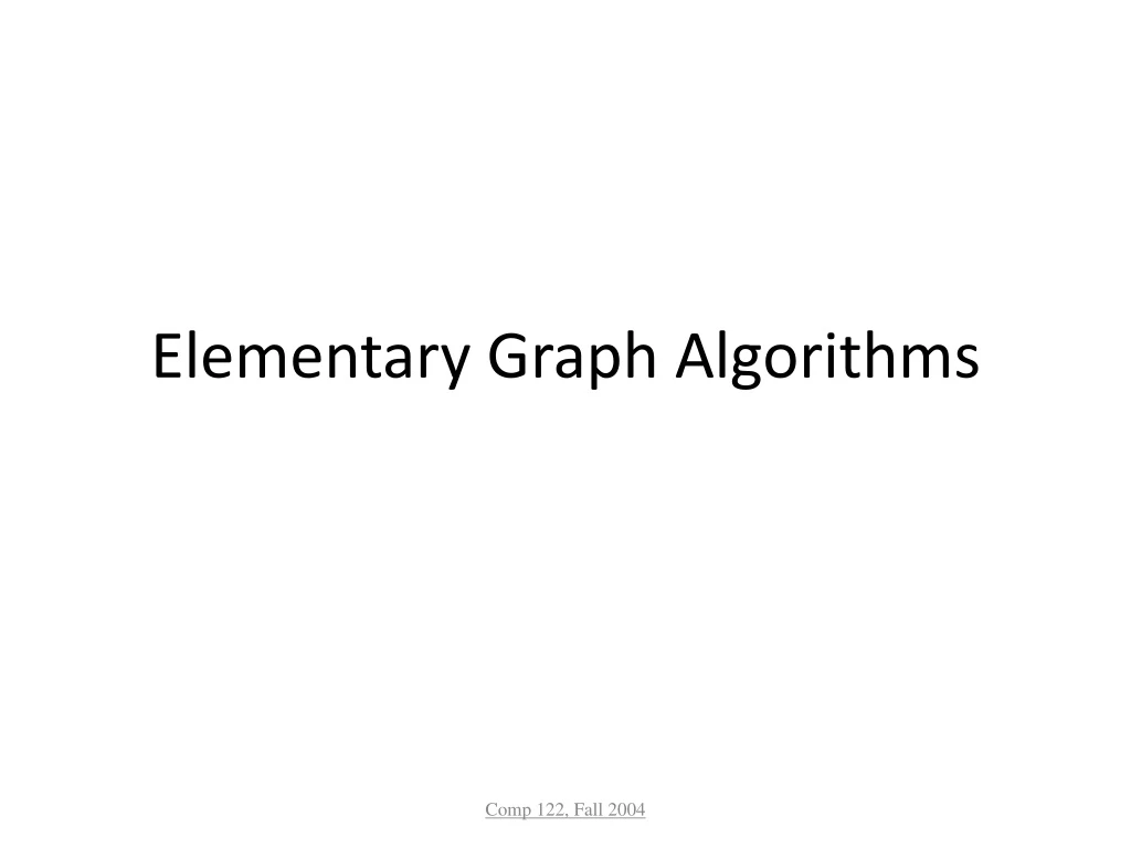 elementary graph algorithms