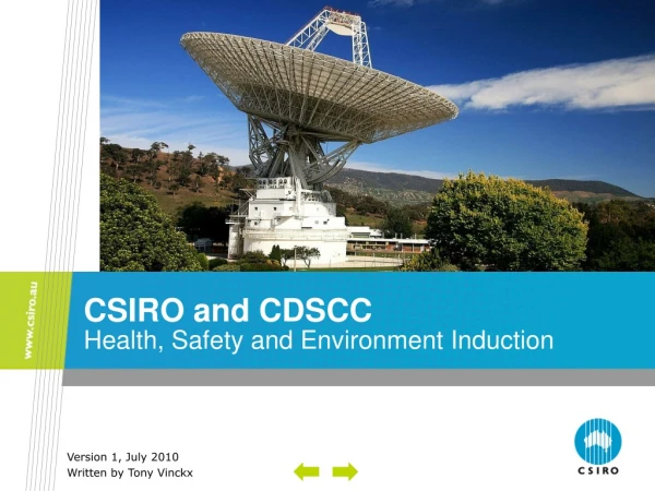 CSIRO and CDSCC Health, Safety and Environment Induction
