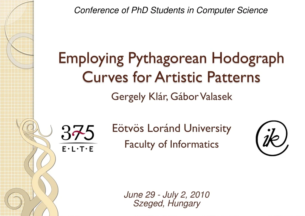 employing pythagorean hodograph curves for artistic patterns
