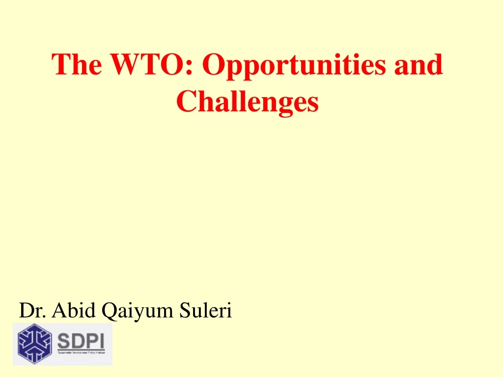 the wto opportunities and challenges