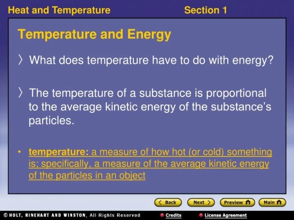 Temperature and Energy