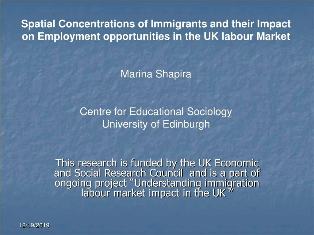 spatial concentrations of immigrants and their
