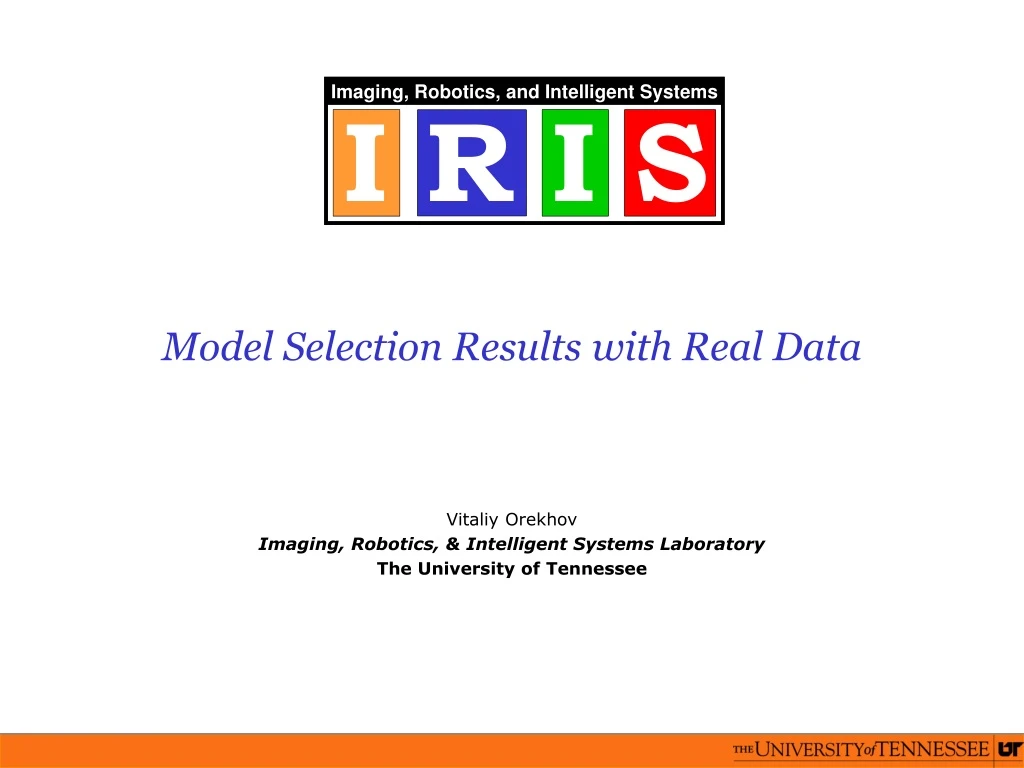 model selection results with real data