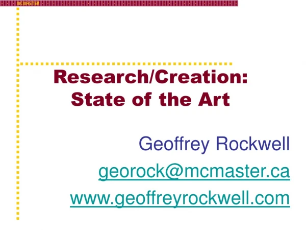 Research/Creation: State of the Art
