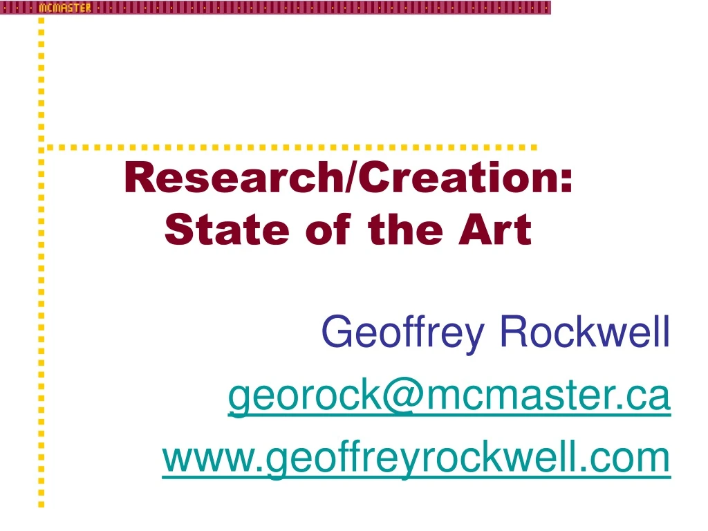 research creation state of the art
