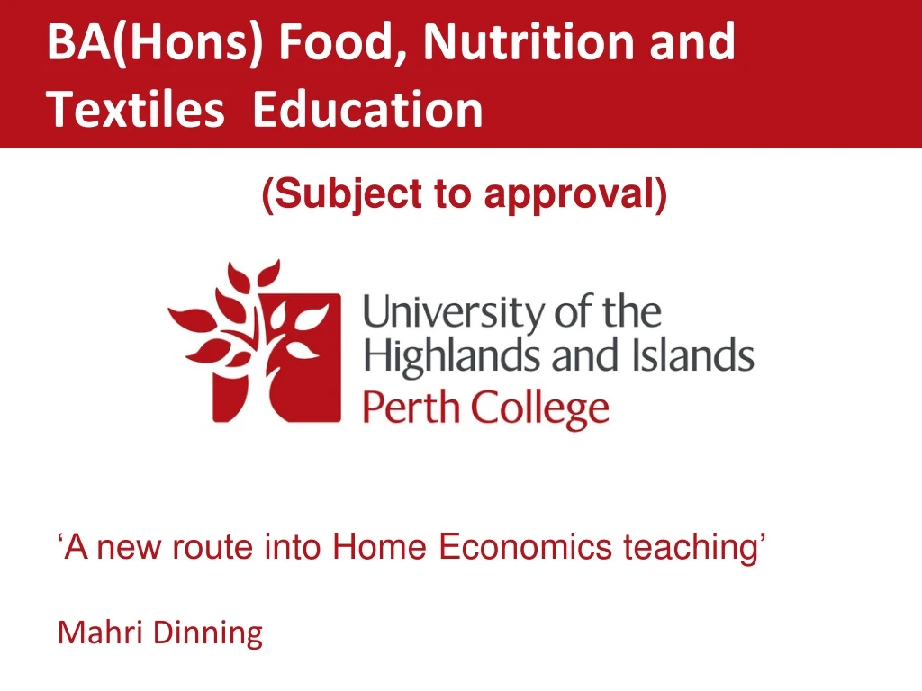 ba hons food nutrition and textiles education