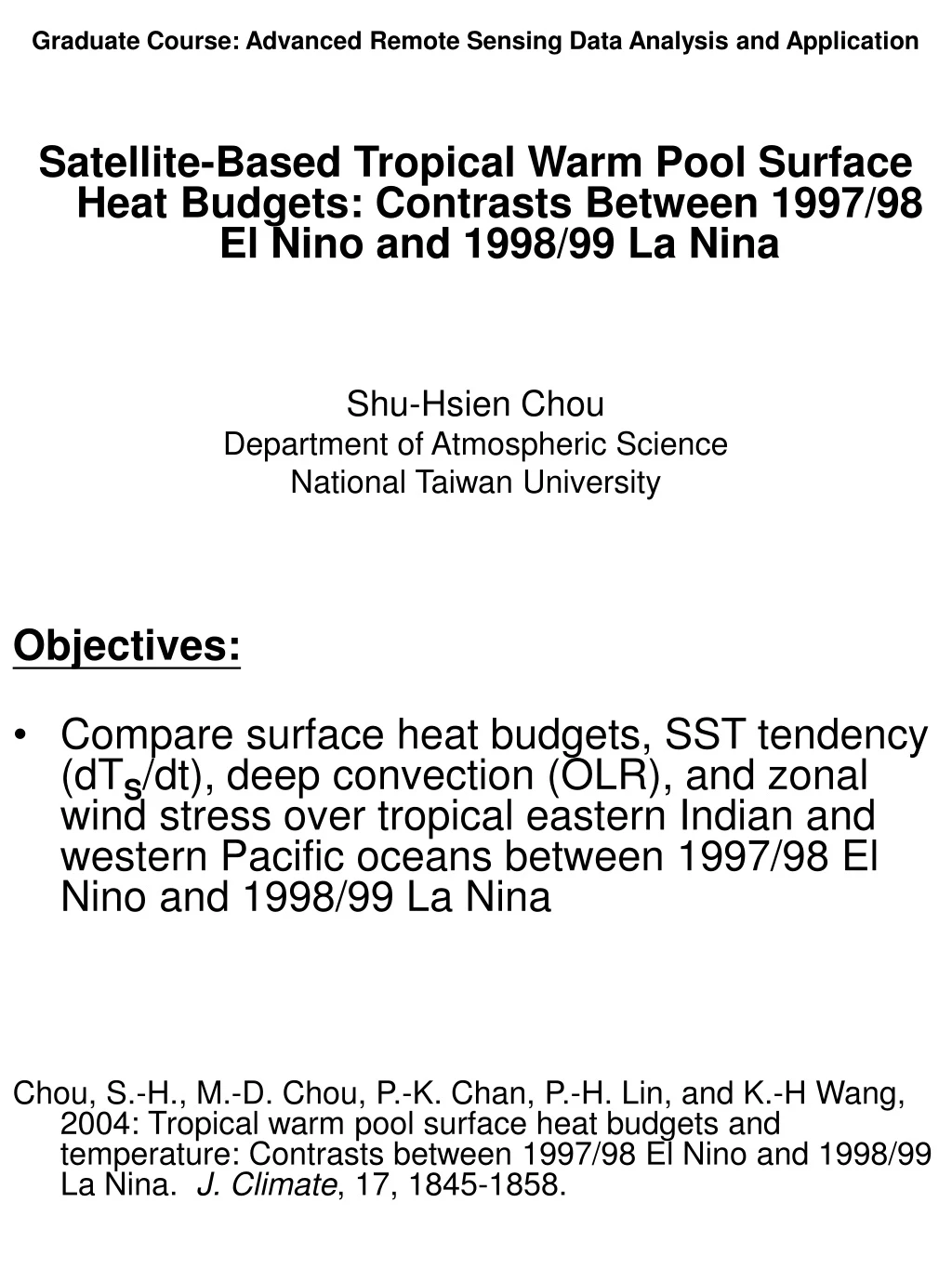 graduate course advanced remote sensing data