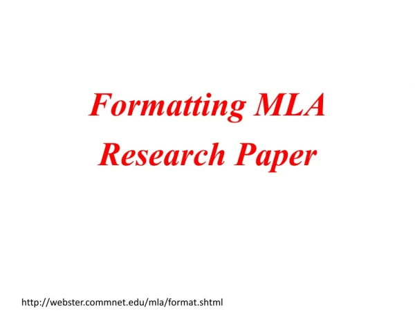 Formatting MLA Research Paper