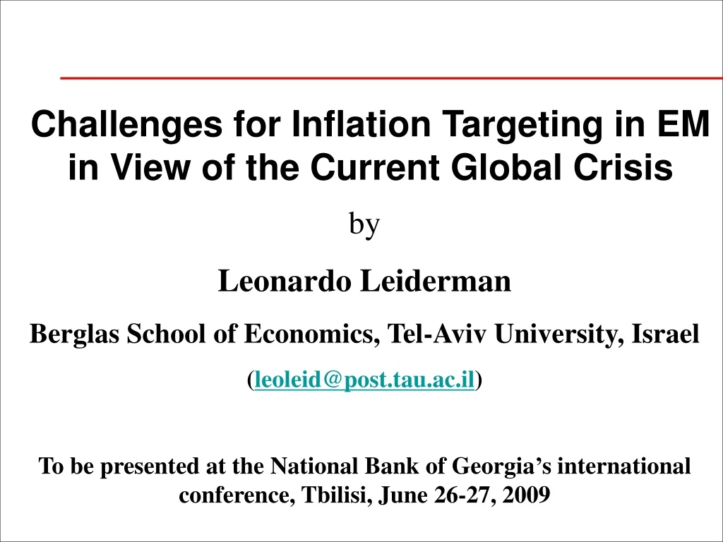 challenges for inflation targeting in em in view