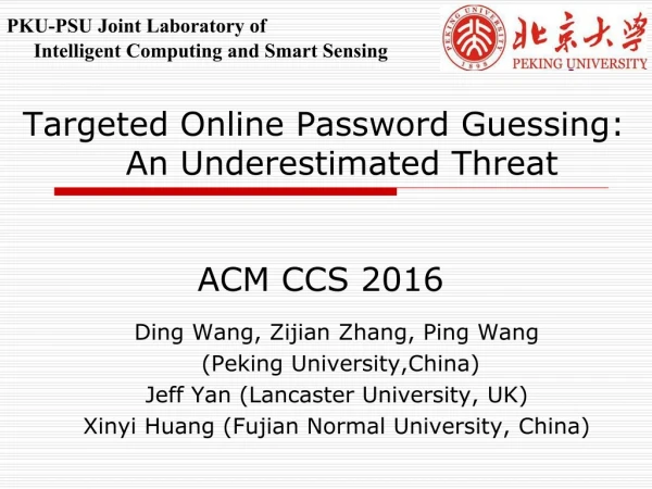 Targeted Online Password Guessing:           An Underestimated Threat