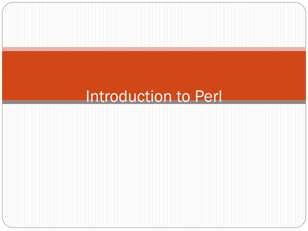 introduction to perl