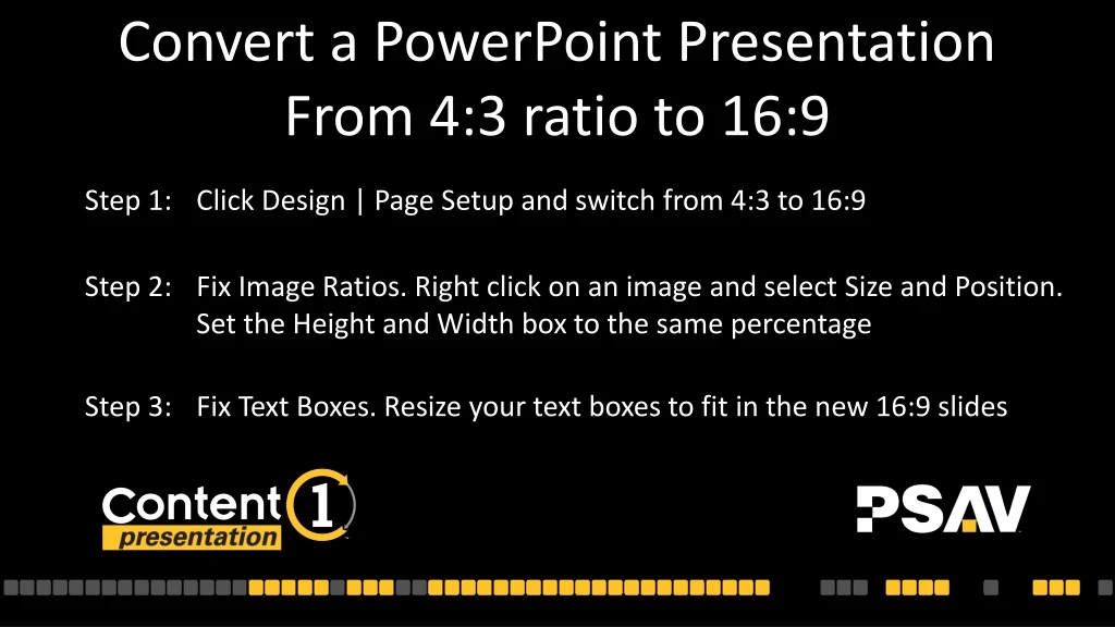 convert a powerpoint presentation from 4 3 ratio to 16 9