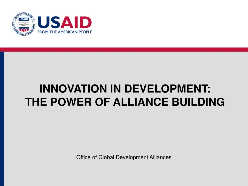 innovation in development the power of alliance building