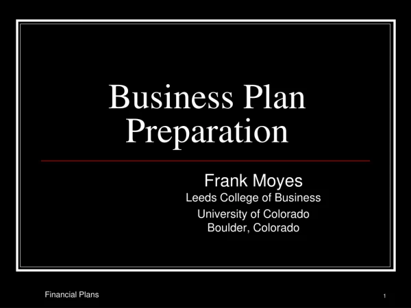 Business Plan Preparation