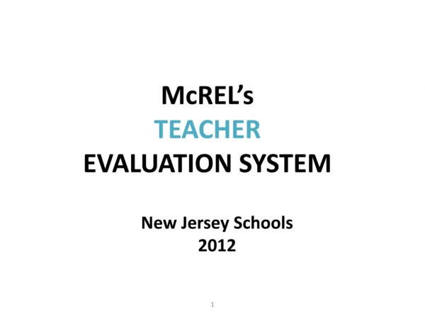 McREL ’ s TEACHER EVALUATION SYSTEM