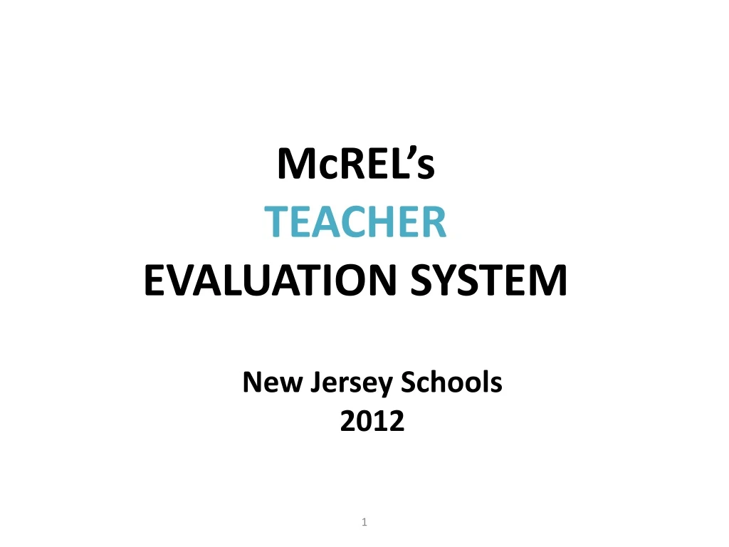 What Is Mcrel Teacher Evaluation System