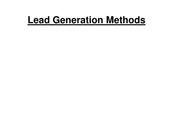 Lead Generation Methods