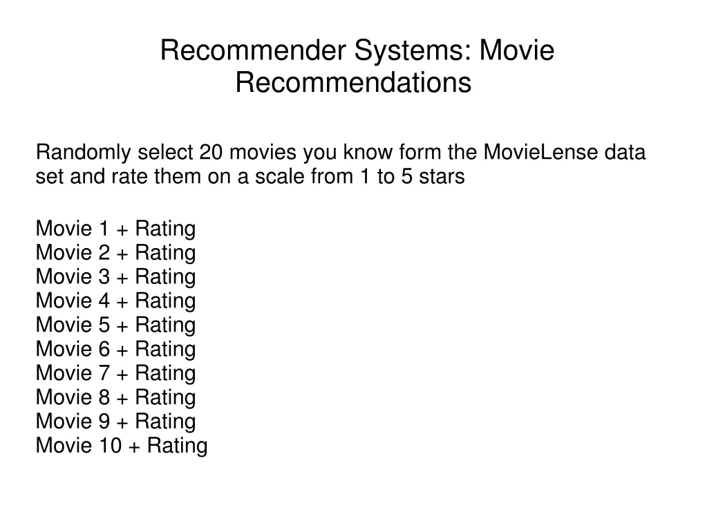 recommender systems movie recommendations