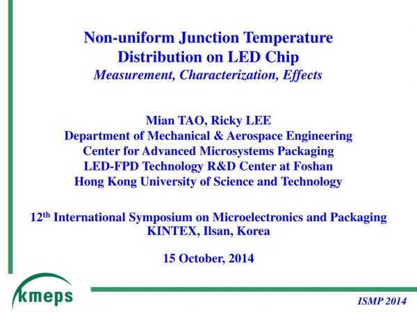 Mian TAO, Ricky LEE Department of Mechanical &amp; Aerospace Engineering