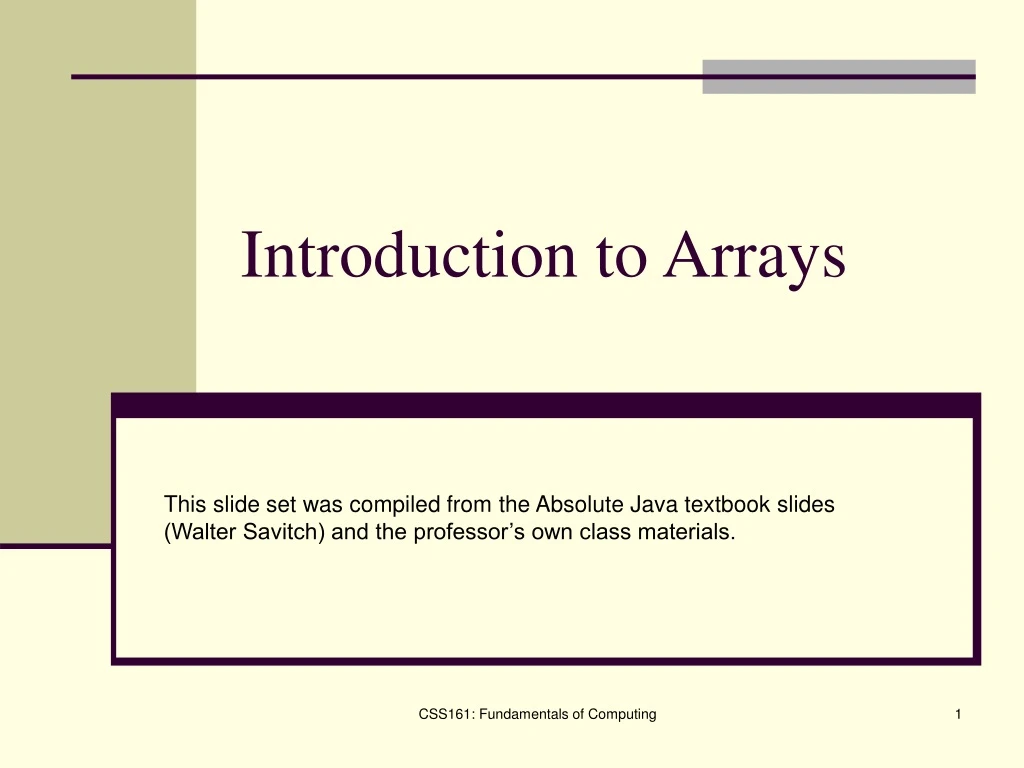 introduction to arrays