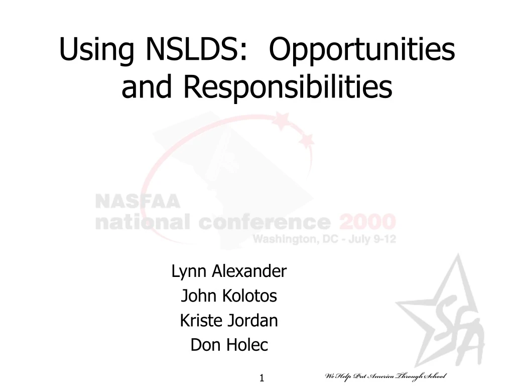 using nslds opportunities and responsibilities