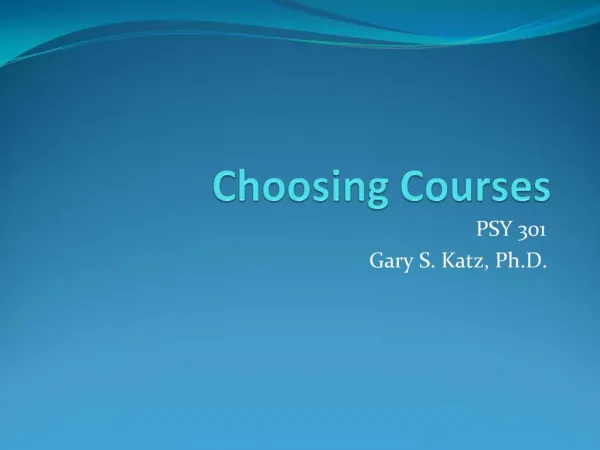 Choosing Courses