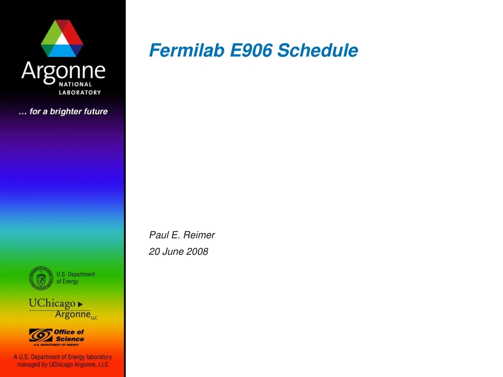 fermilab e906 schedule
