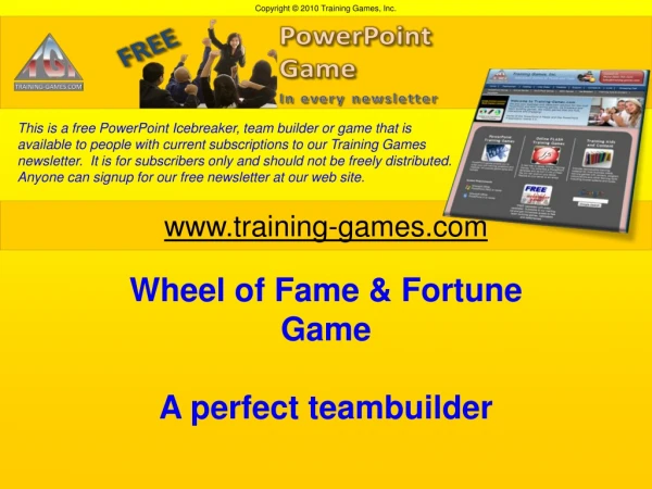 Wheel of Fame &amp; Fortune Game A perfect teambuilder