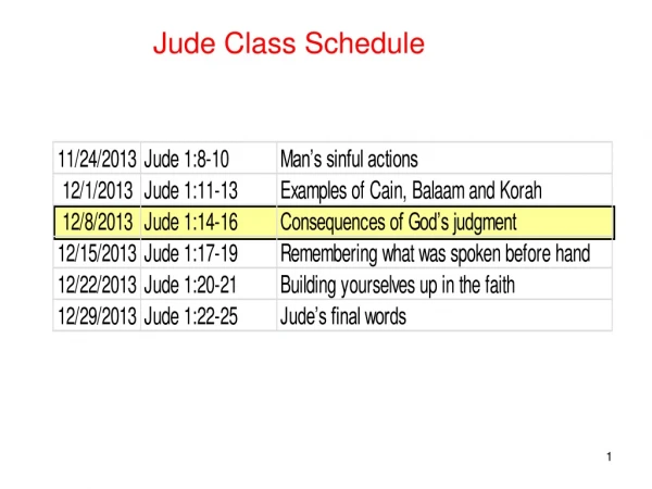 Jude Class Schedule