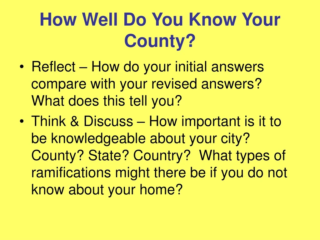 how well do you know your county